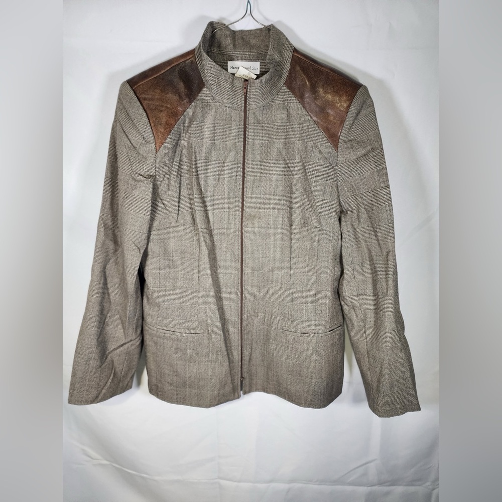 Vintage Harve Benard Size 12 Women’s Gray Wool Full Zip Blazer Jacket